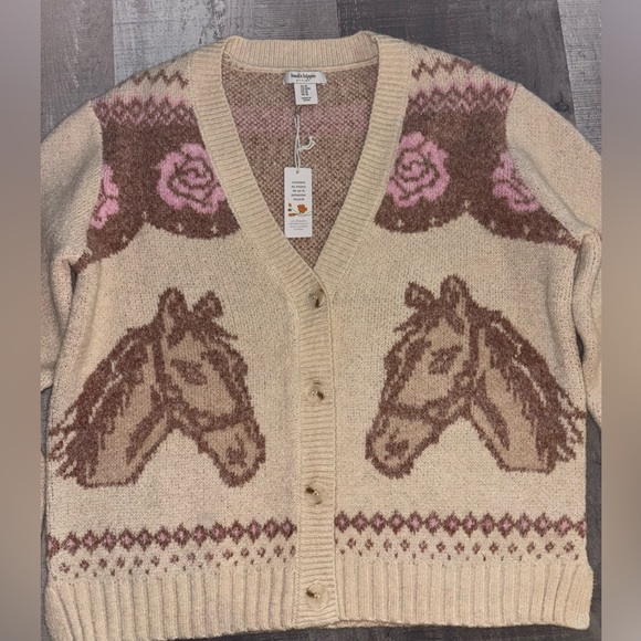 🐴VIRAL NWT Haute Hippie Horse, Equestrian Knit Cardigan - Picture 2 of 7